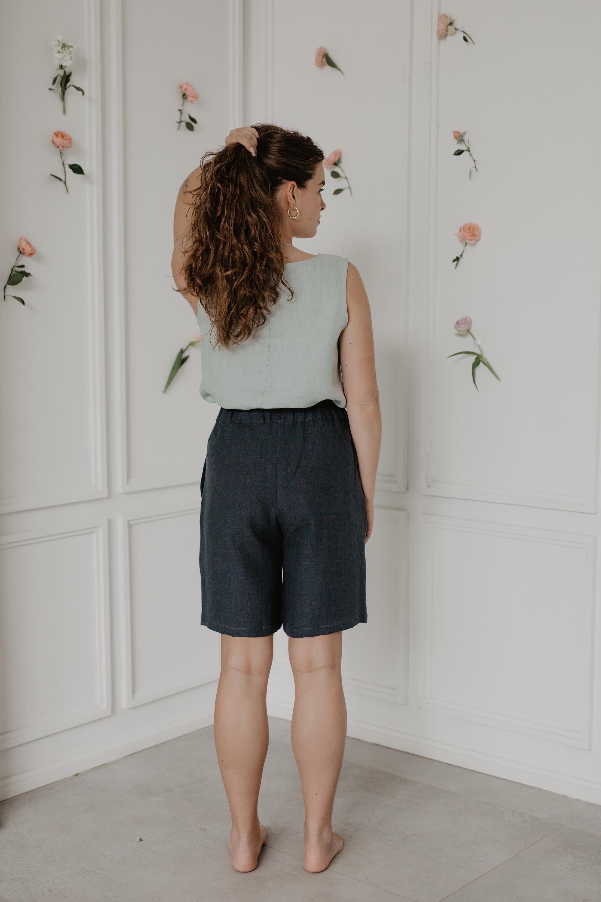 AmourLinen Linen bottom Long linen shorts MATILDA Long linen shorts MATILDA | AmourLinen | Linen Clothing