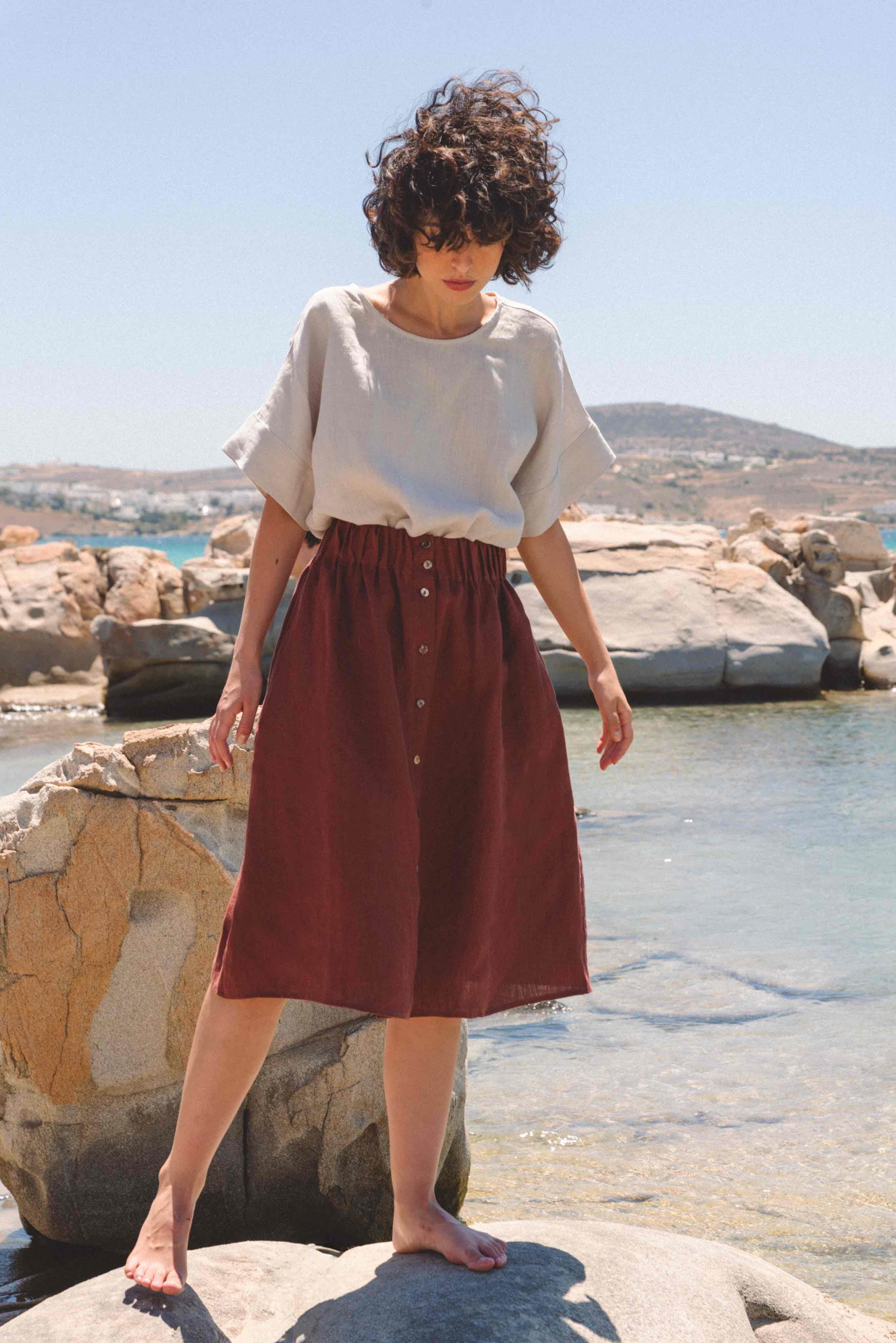 AmourLinen Linen skirt Linen skirt with buttons DAISY Linen skirt with buttons DAISY | AmourLinen | Linen Clothing